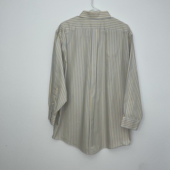 Brooks Brothers Men’s 17- 2/3 346 Non Iron Dress Shirt yellow blue striped - Picture 11 of 12